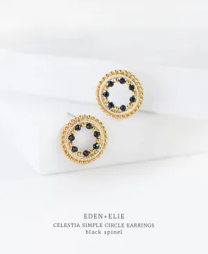 EDEN   ELIE Celestia Simple Circle Earrings - Black Spinel