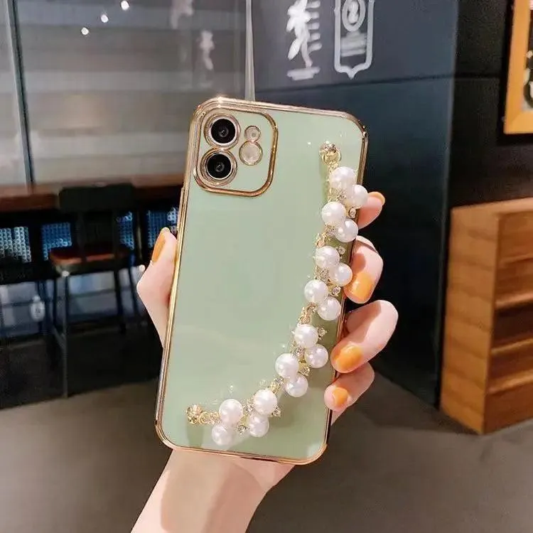 Electroplated Pearl Bracelet All-inclusive Soft Case Mobile Phone Protective Case