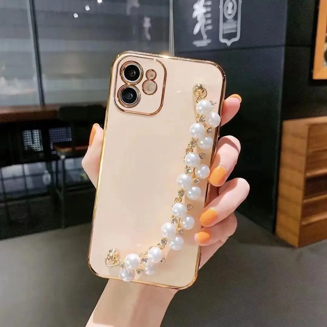 Electroplated Pearl Bracelet All-inclusive Soft Case Mobile Phone Protective Case