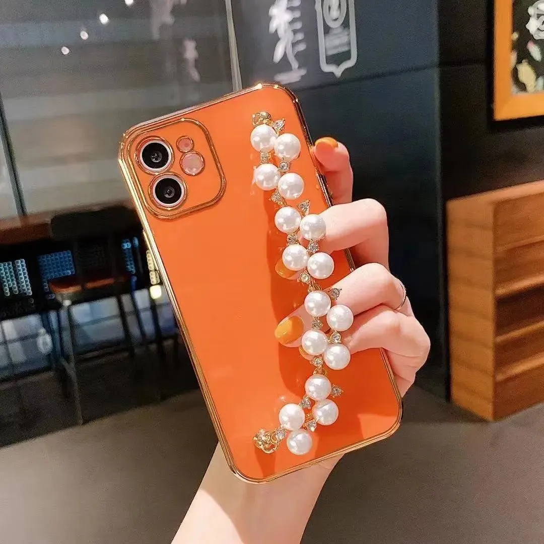 Electroplated Pearl Bracelet All-inclusive Soft Case Mobile Phone Protective Case