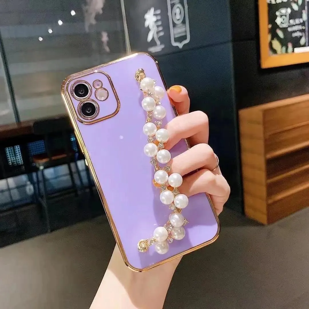 Electroplated Pearl Bracelet All-inclusive Soft Case Mobile Phone Protective Case