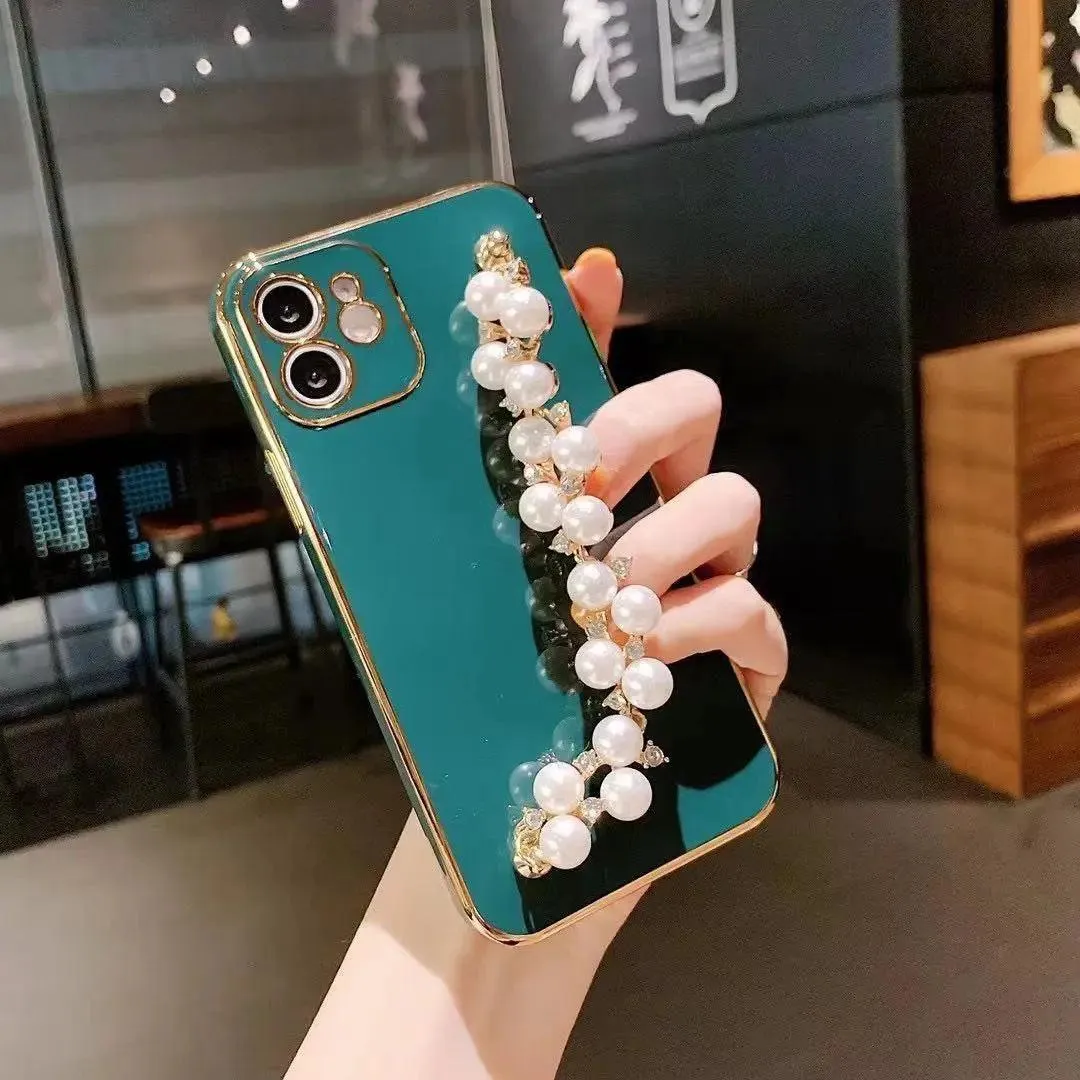 Electroplated Pearl Bracelet All-inclusive Soft Case Mobile Phone Protective Case