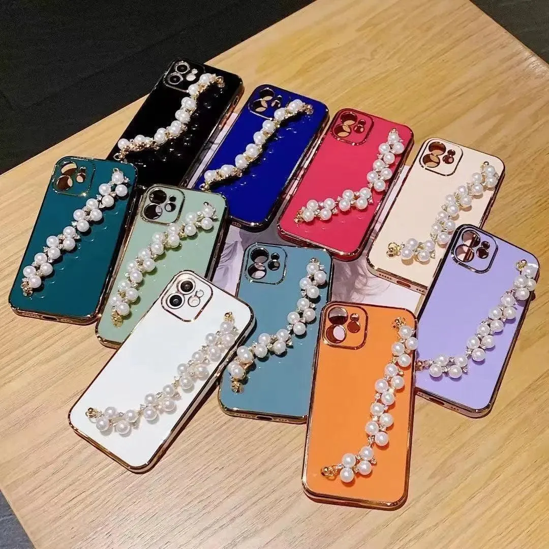 Electroplated Pearl Bracelet All-inclusive Soft Case Mobile Phone Protective Case