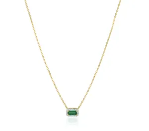 Emerald Baguette Diamond Necklace