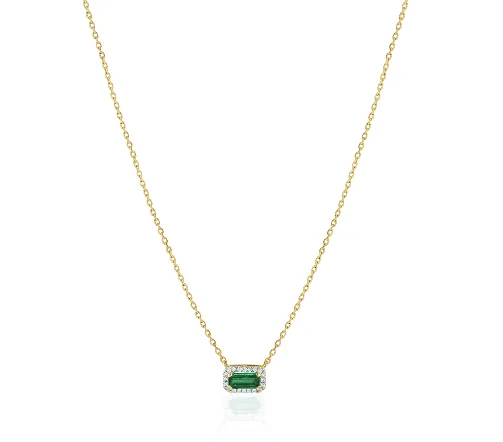 Emerald Baguette Diamond Necklace