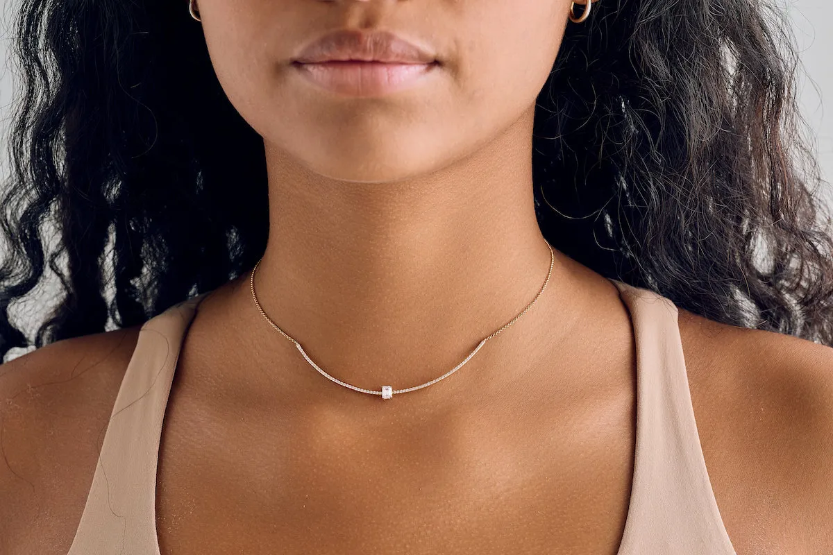 Emerald Diamond Bar Necklace