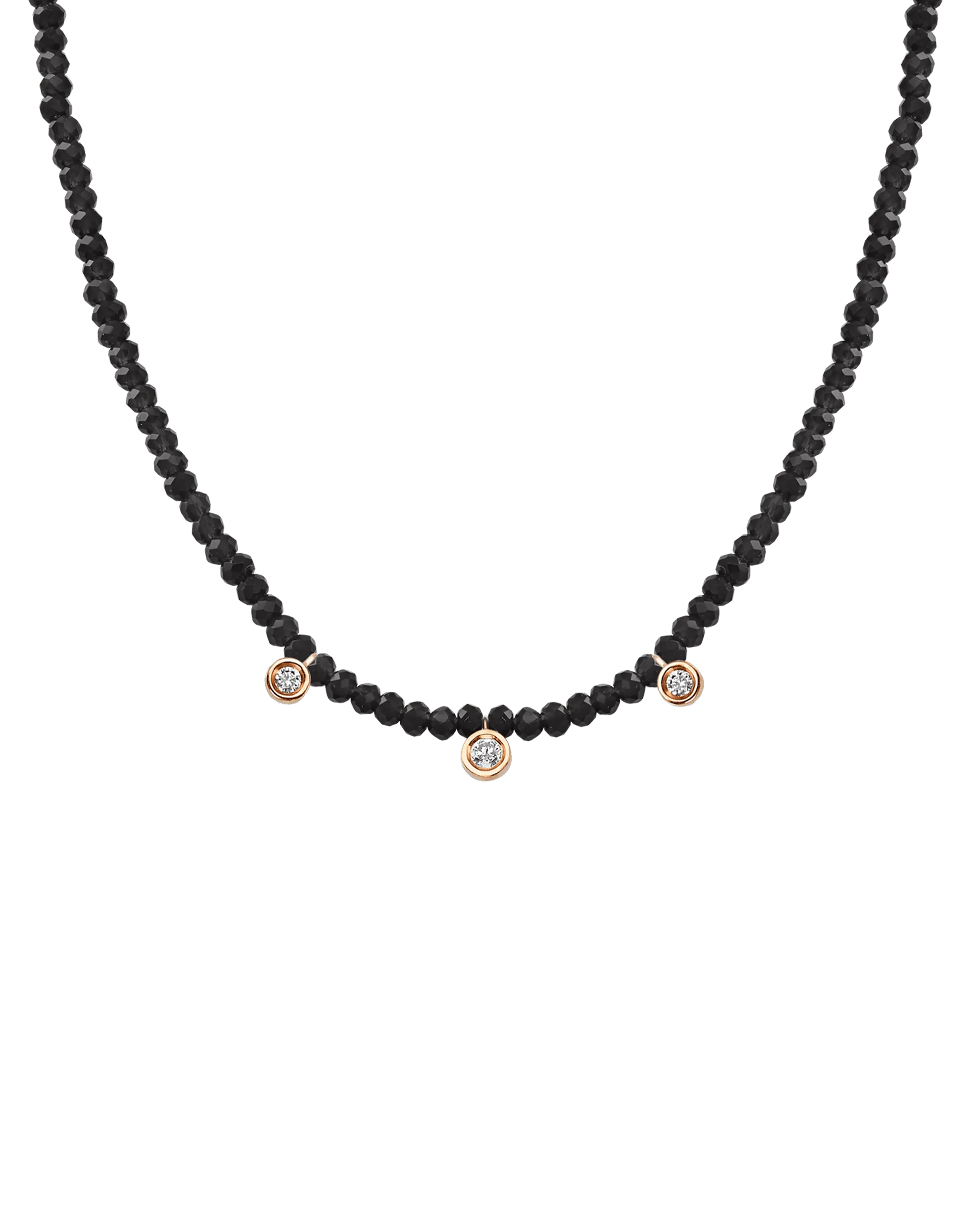 Emerald Gemstone & Three diamonds Necklace - 14K White Gold