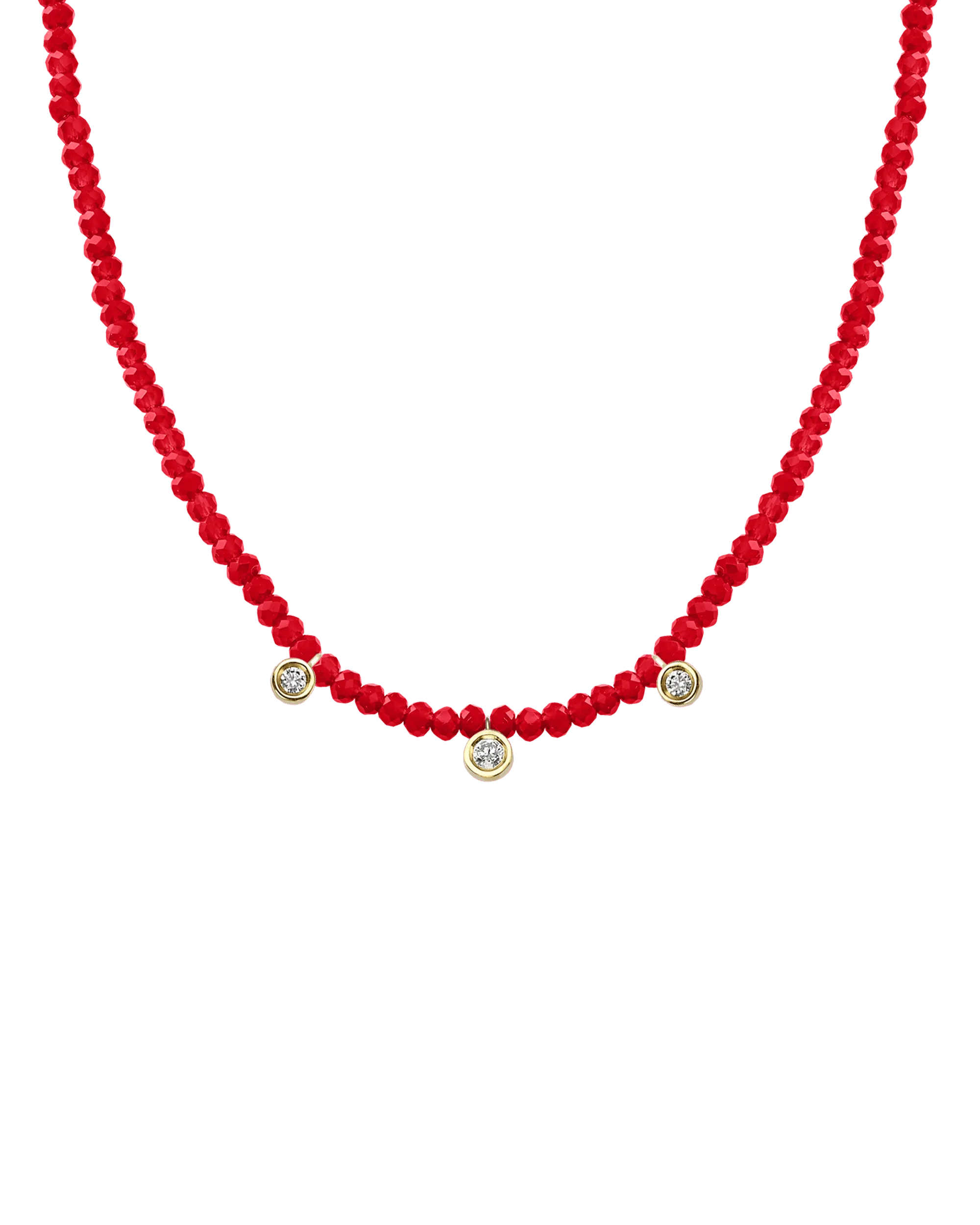 Emerald Gemstone & Three diamonds Necklace - 14K White Gold