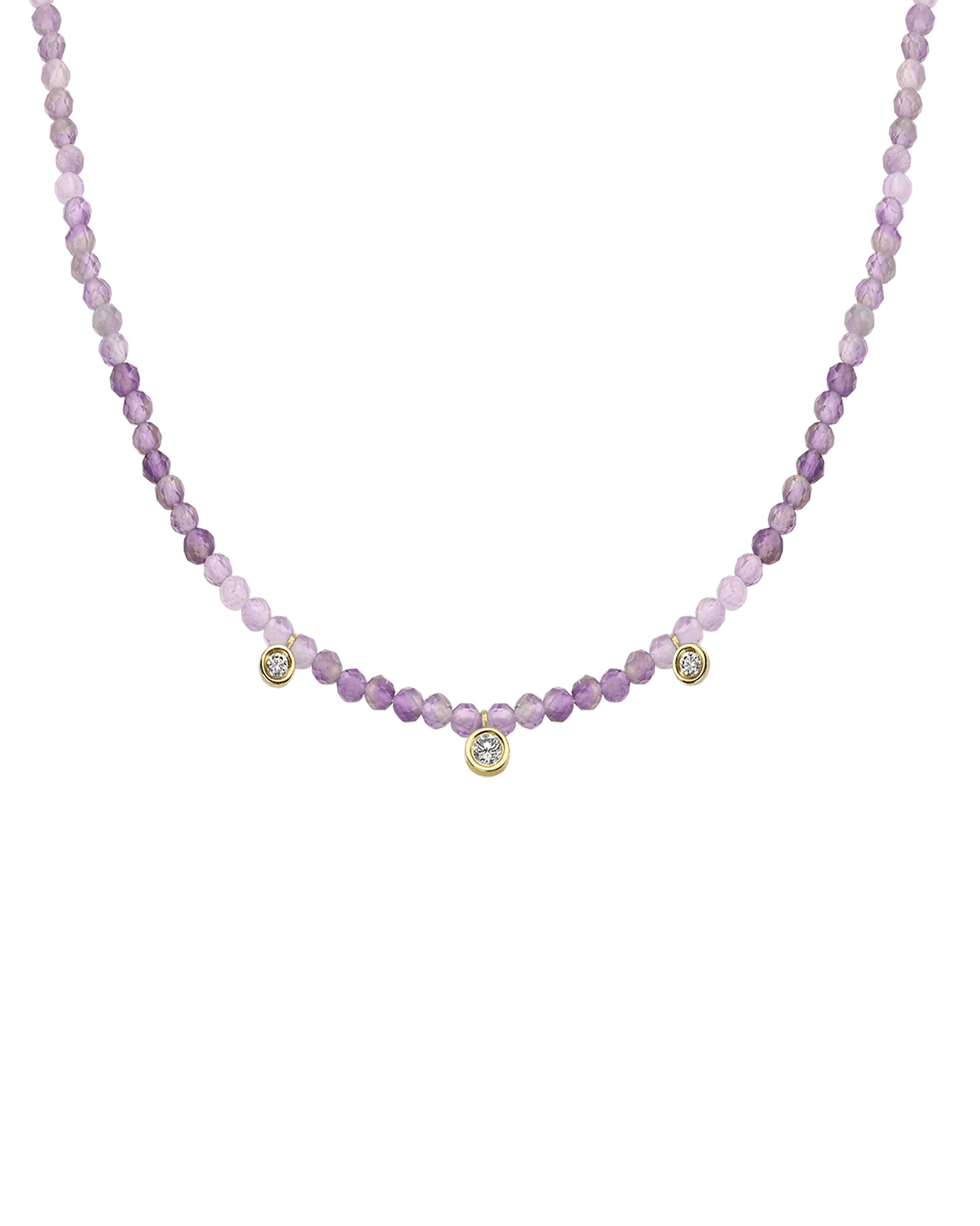 Emerald Gemstone & Three diamonds Necklace - 14K White Gold