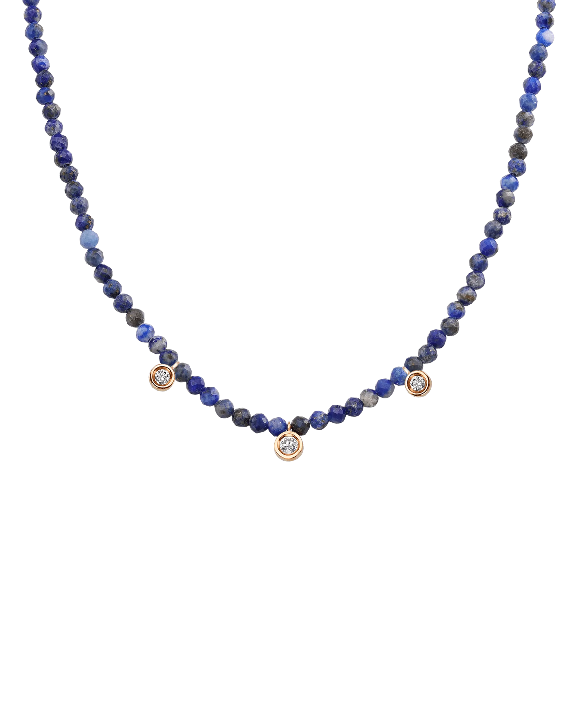 Emerald Gemstone & Three diamonds Necklace - 14K White Gold