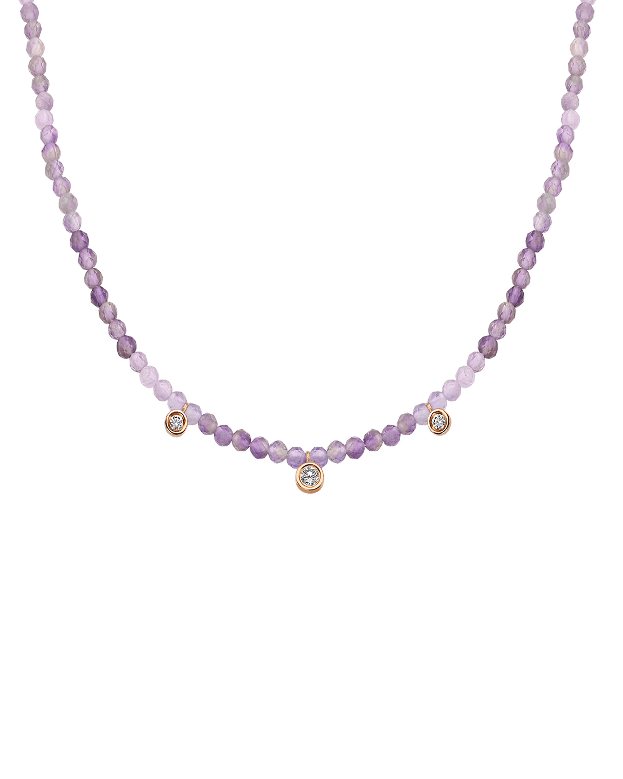 Emerald Gemstone & Three diamonds Necklace - 14K White Gold