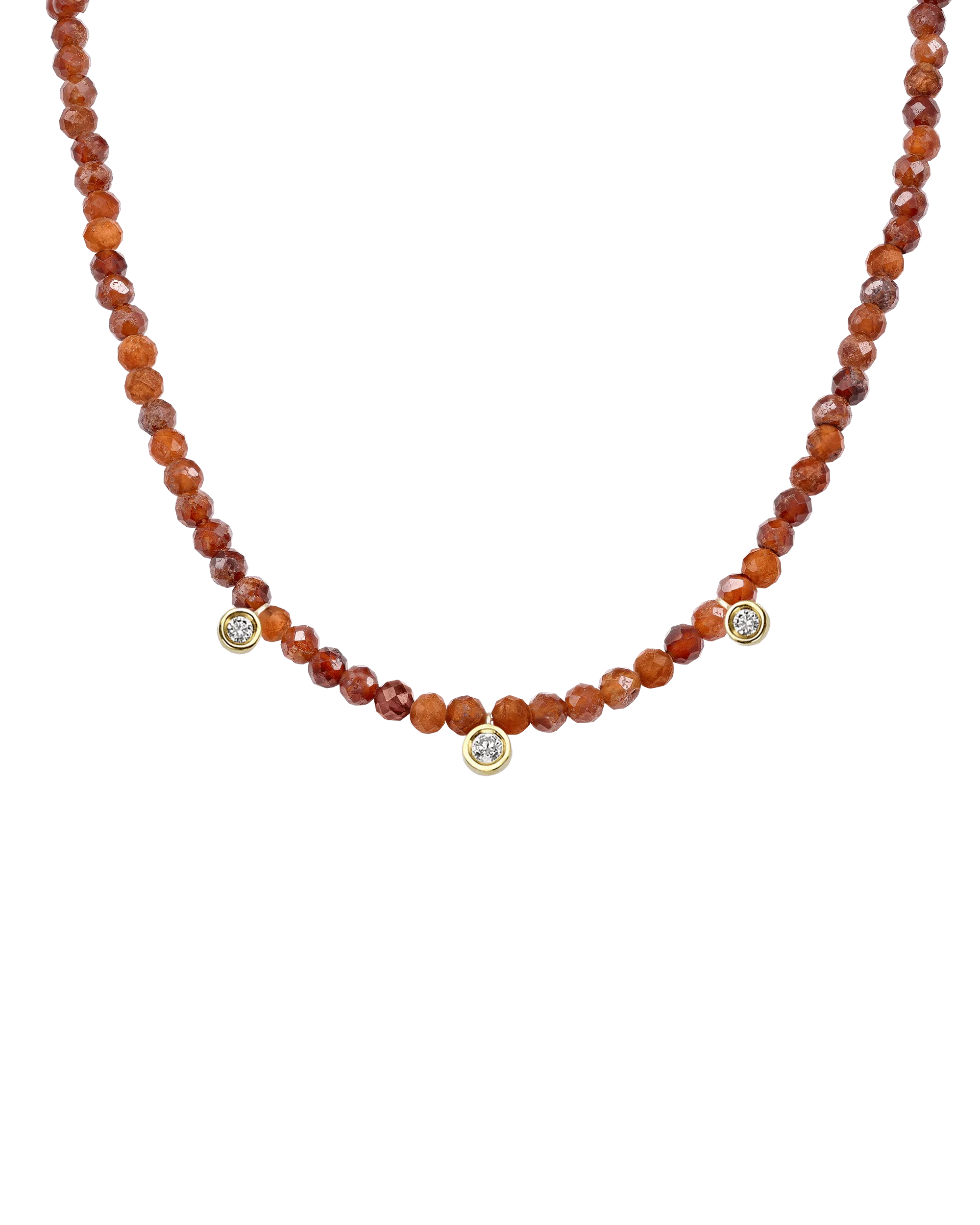 Emerald Gemstone & Three diamonds Necklace - 14K White Gold