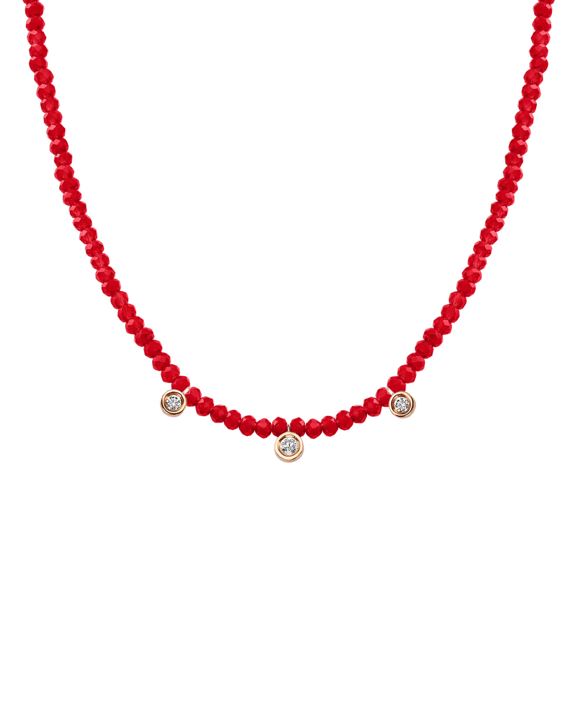 Emerald Gemstone & Three diamonds Necklace - 14K White Gold
