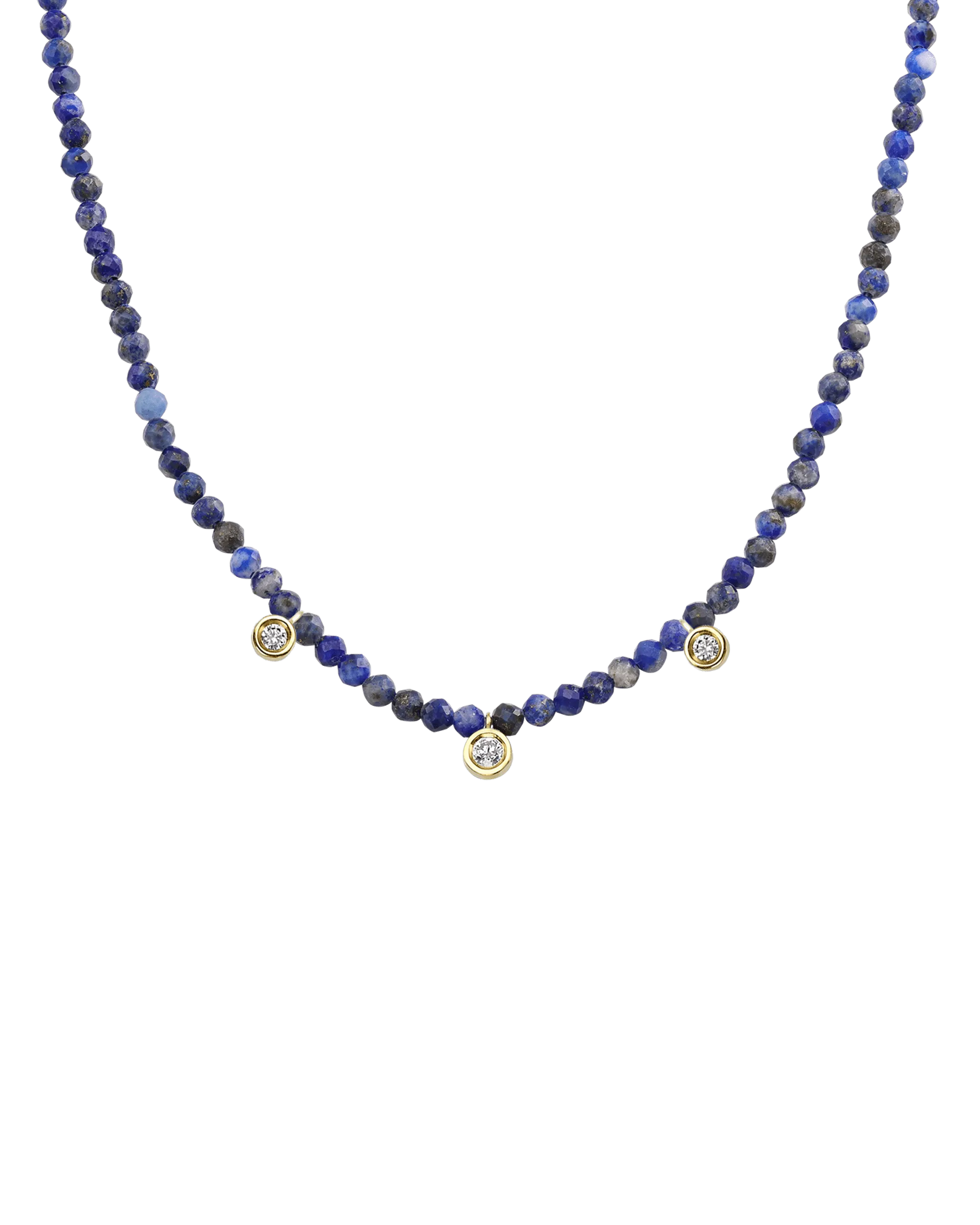 Emerald Gemstone & Three diamonds Necklace - 14K White Gold