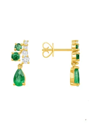 Emerald Green Statement Earrings, Zircon .925 Sterling Silver Drop Down Luxury Earrings