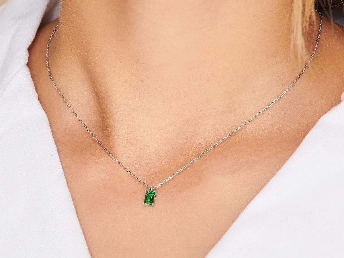 Emerald Silver Necklace