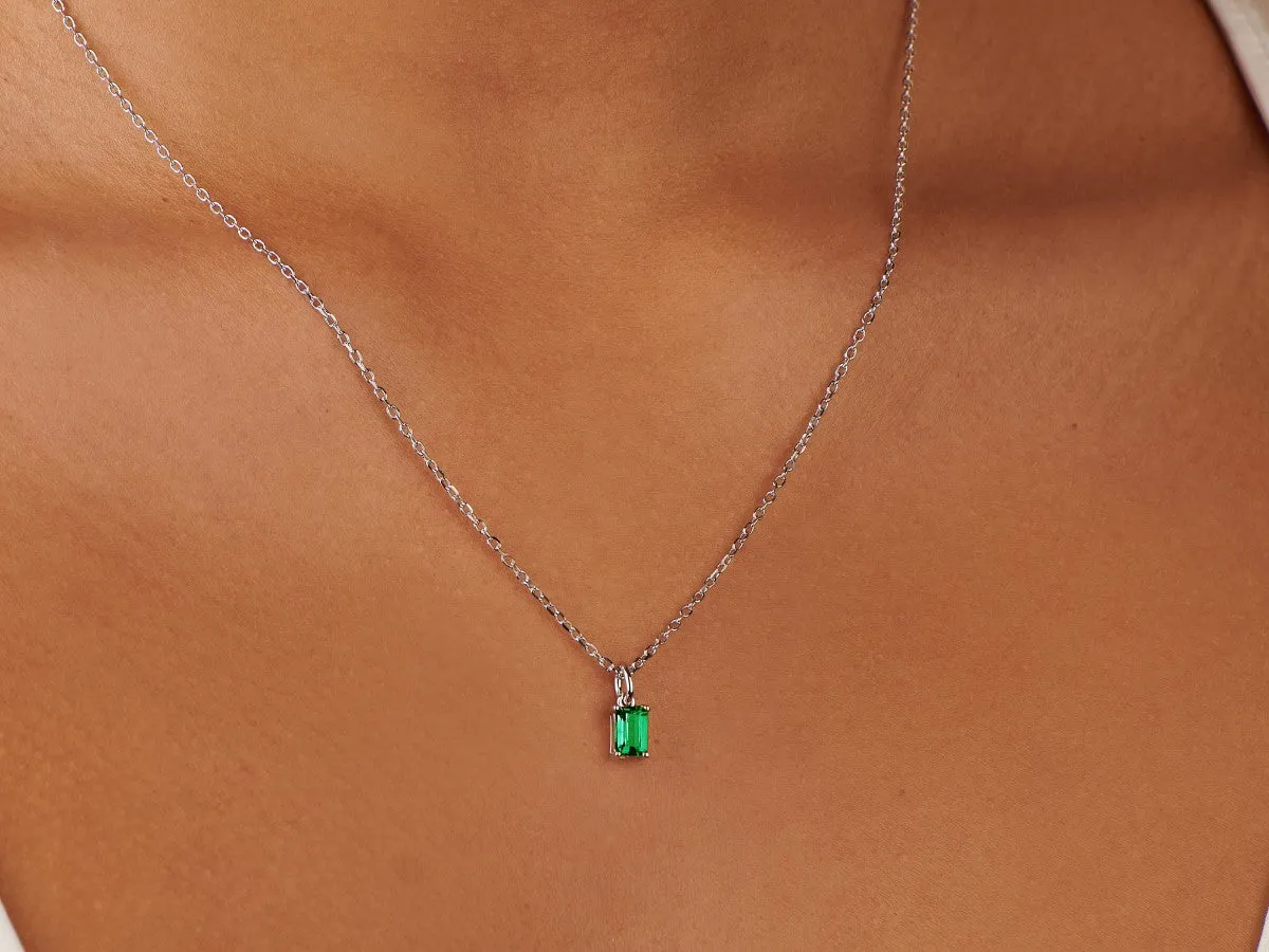 Emerald Silver Necklace