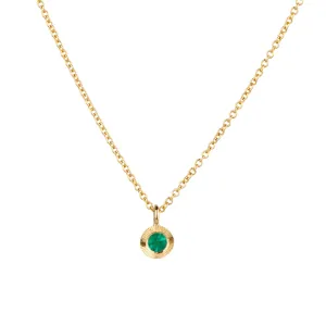 Emerald Small Aurora Pendant Necklace in Yellow Gold
