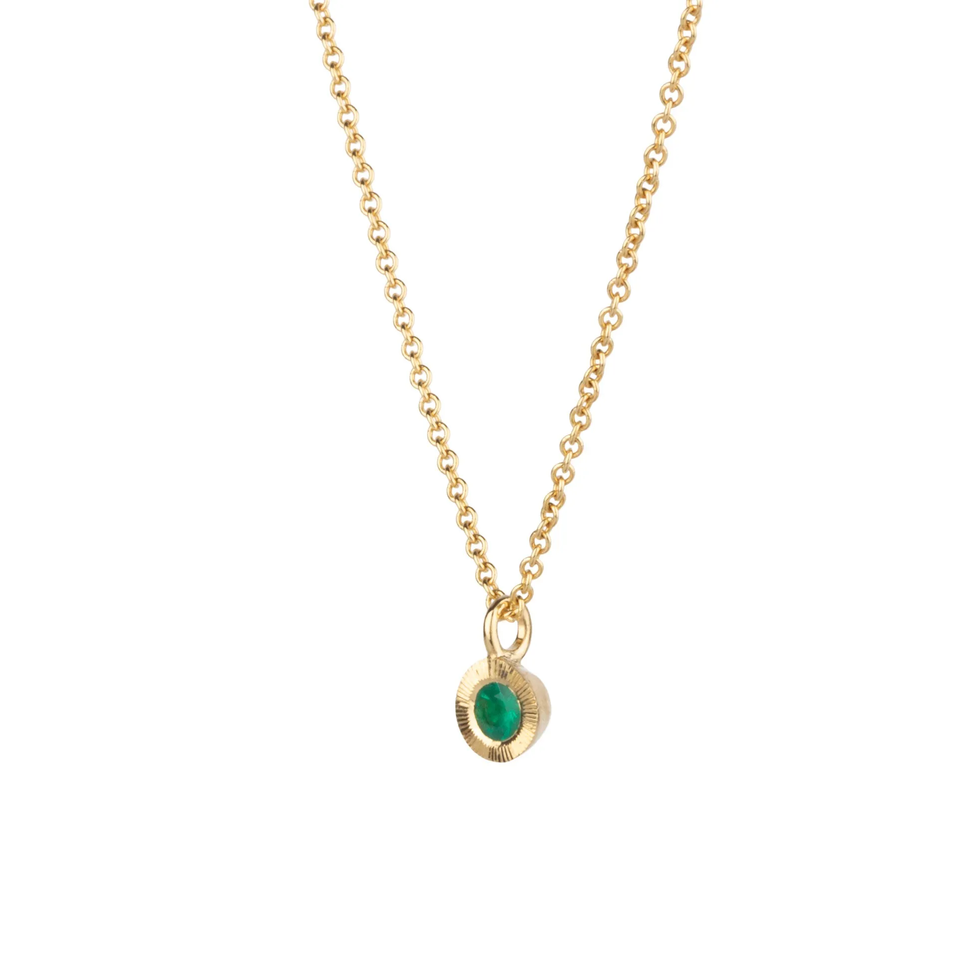Emerald Small Aurora Pendant Necklace in Yellow Gold