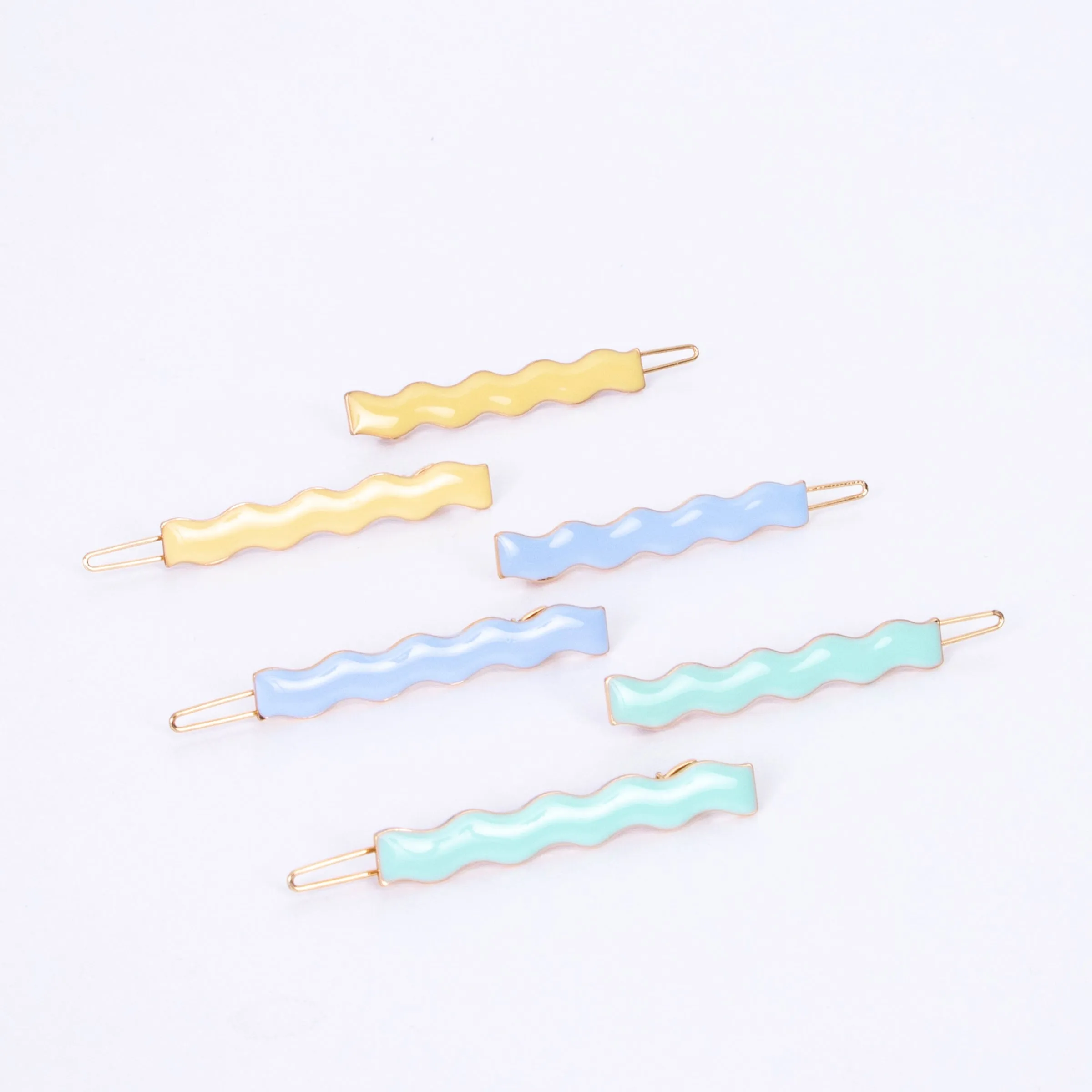 Enamel Wavy Hair Clips (x 12)