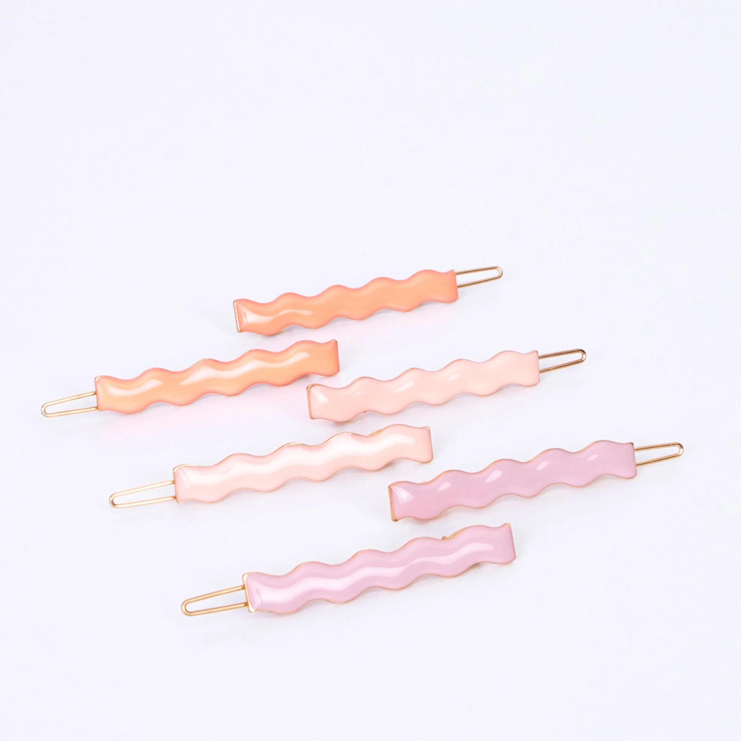 Enamel Wavy Hair Clips (x 12)