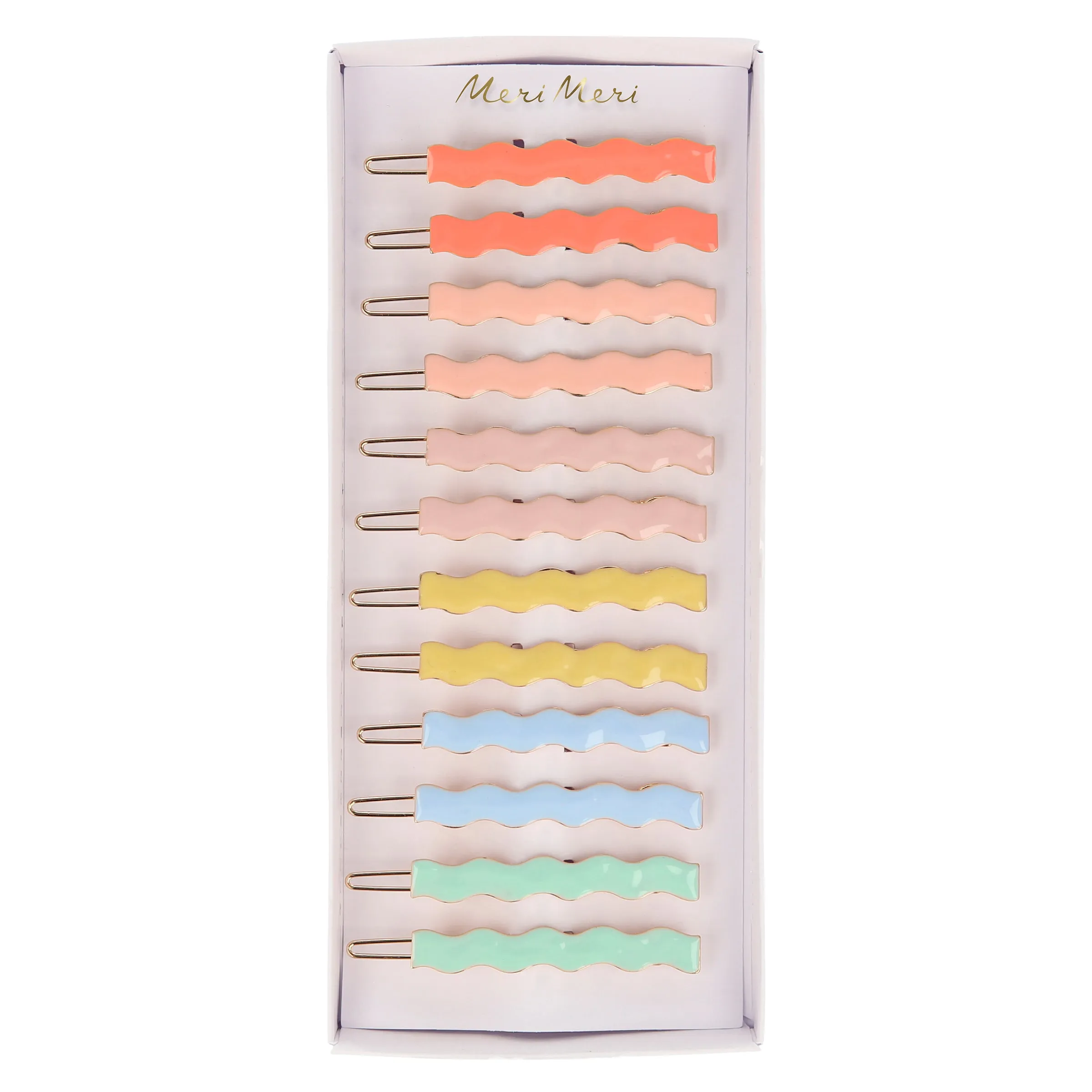 Enamel Wavy Hair Clips (x 12)
