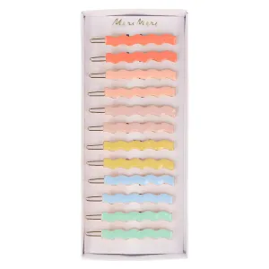 Enamel Wavy Hair Clips (x 12)