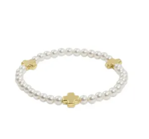 Enewton Extends Signature Cross Pearl Pattern 4mm Bead Bracelet Gold