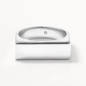 Engravable Square Unisex Signet Ring in Silver