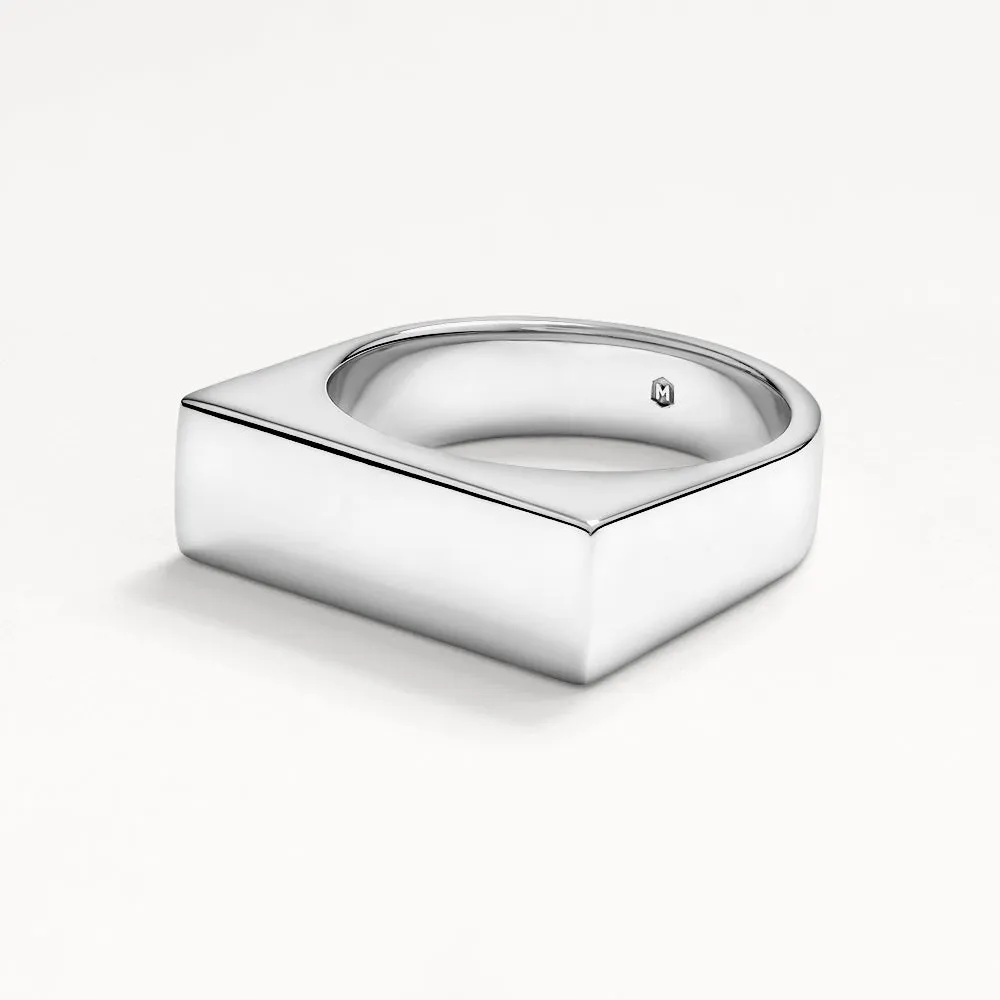 Engravable Square Unisex Signet Ring in Silver