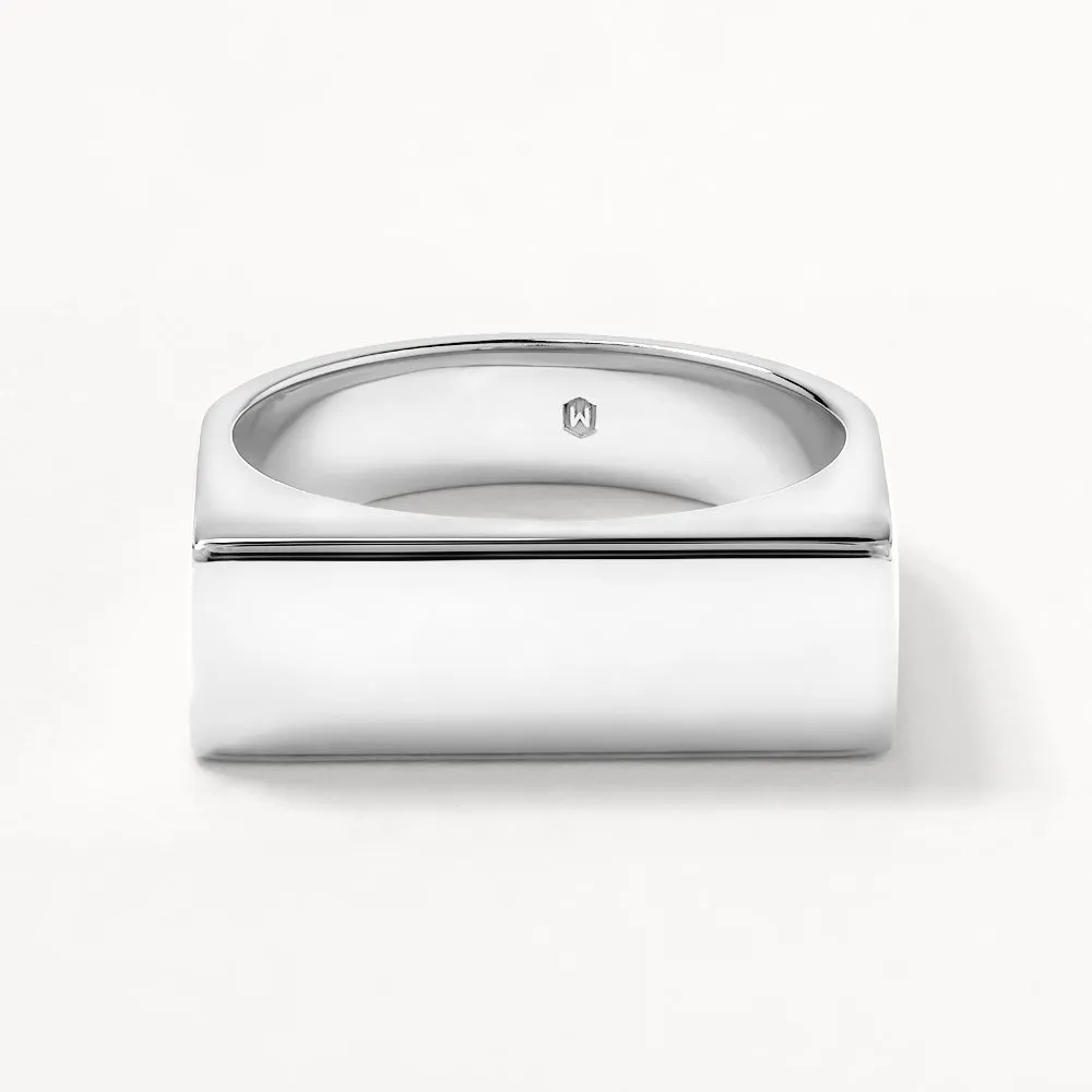 Engravable Square Unisex Signet Ring in Silver