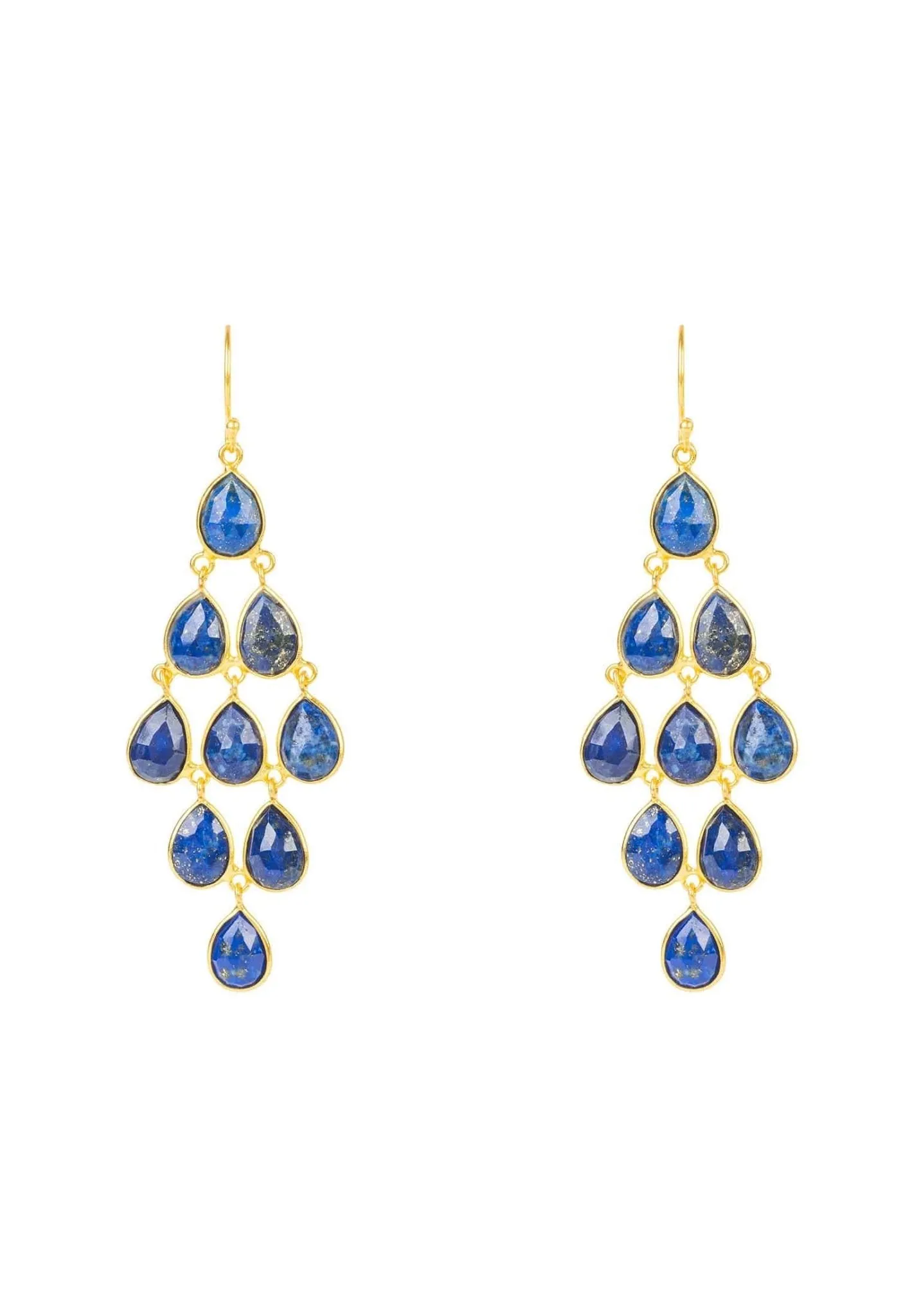 Erviola Gemstone Cascade Earrings Gold Lapis Lazuli