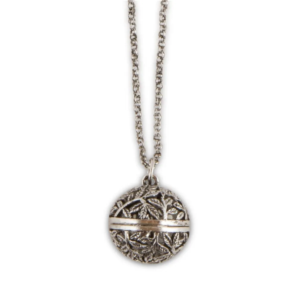 ESSENTIAL OIL DIFFUSER LOCKET NECKLACE - FILIGREE VINE ORB DESIGN
