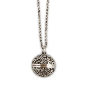 ESSENTIAL OIL DIFFUSER LOCKET NECKLACE - FILIGREE VINE ORB DESIGN