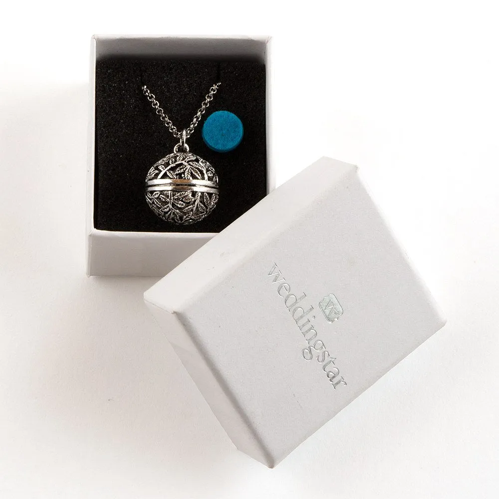 ESSENTIAL OIL DIFFUSER LOCKET NECKLACE - FILIGREE VINE ORB DESIGN