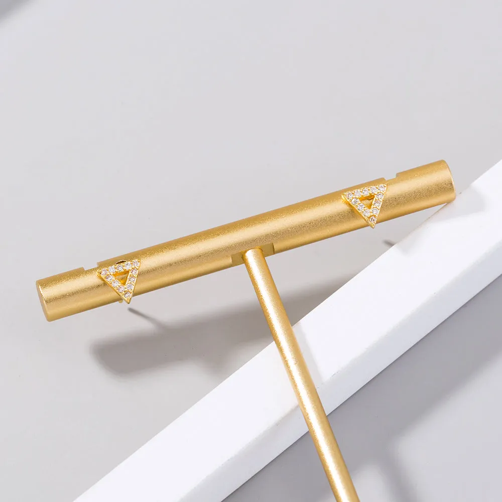 European and American foreign trade fashion simple triangle zircon earrings female diamond gold all-match earrings