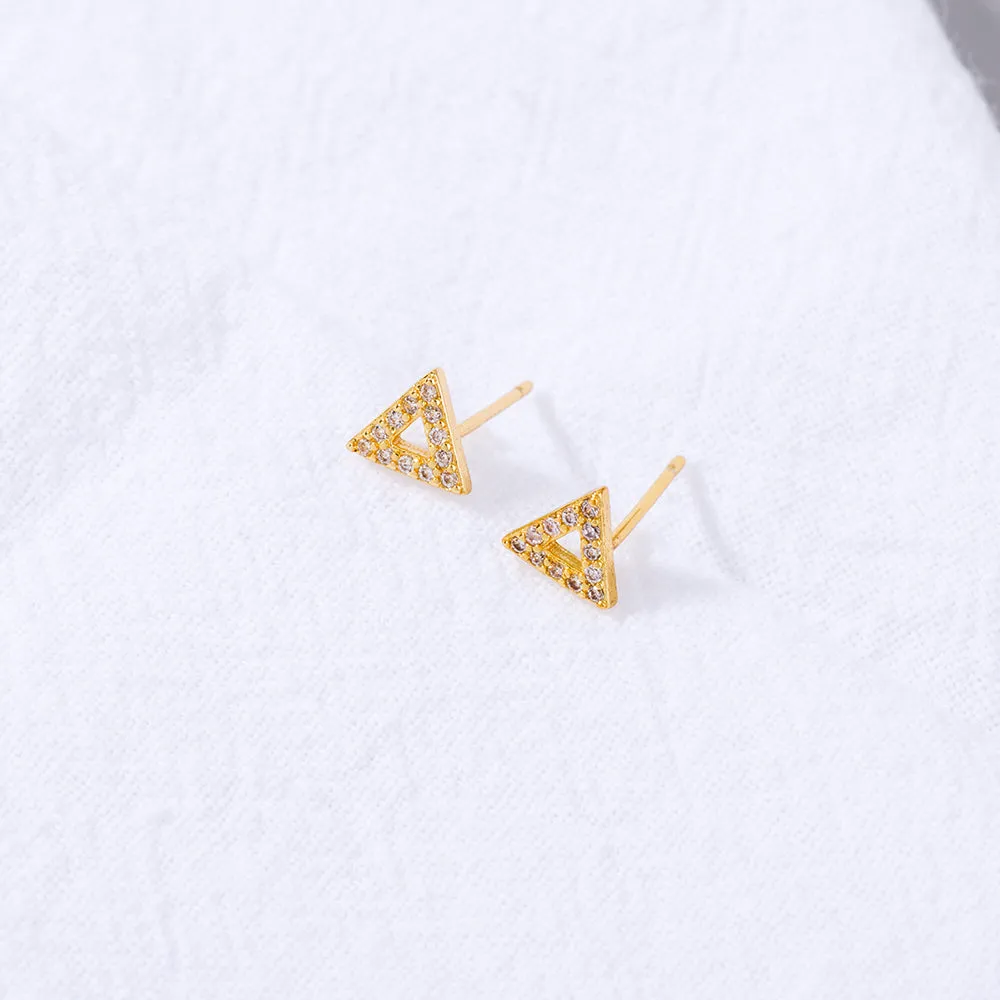 European and American foreign trade fashion simple triangle zircon earrings female diamond gold all-match earrings