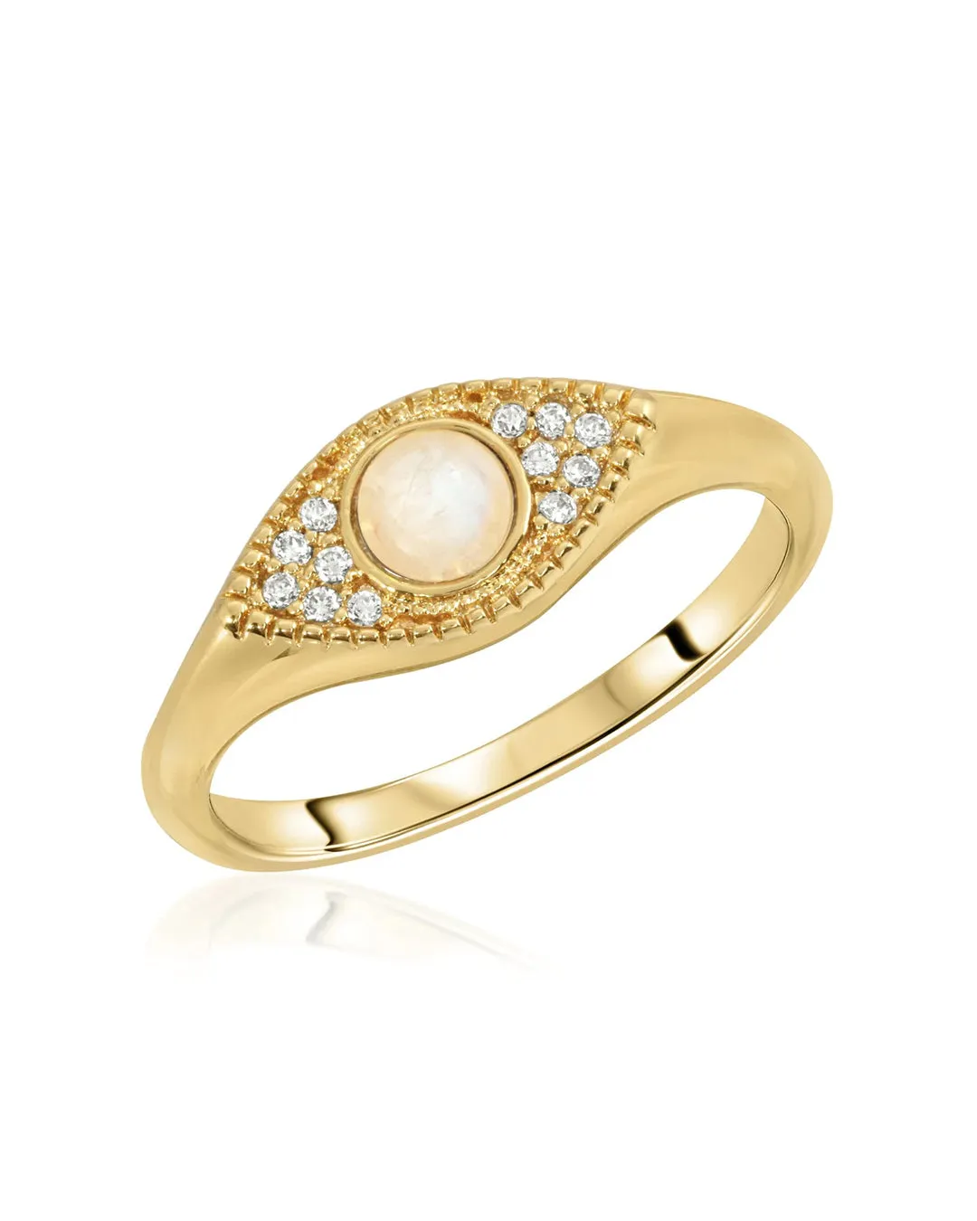 Evil Eye Signet Ring Moonstone