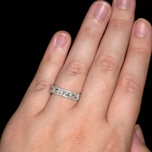 EXCELLENT CUT 3/4 CARAT NATURAL DIAMOND G SI BAND STACKING COCKTAIL RING 0.75ct