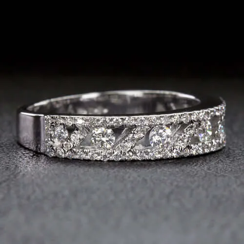 EXCELLENT CUT 3/4 CARAT NATURAL DIAMOND G SI BAND STACKING COCKTAIL RING 0.75ct
