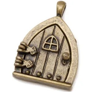 Fairy Door Charm Triangle Window DoorAntique Bronze