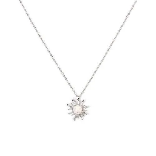 Fashion Silver Gold Sun Flower Pendant Necklace for Women