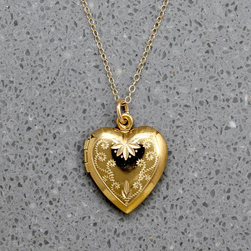 Fiddlehead Fern Vermeil Heart Locket