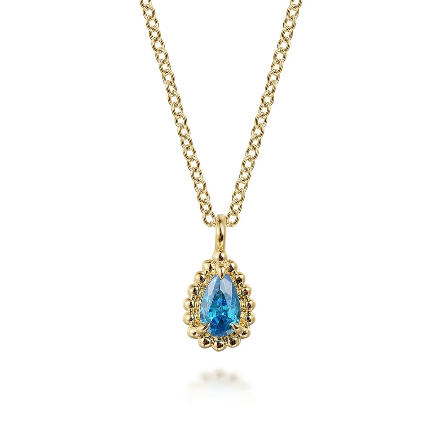 Gabriel & Co. Blue Topaz Bujukan Pear Shape Pendant Necklace