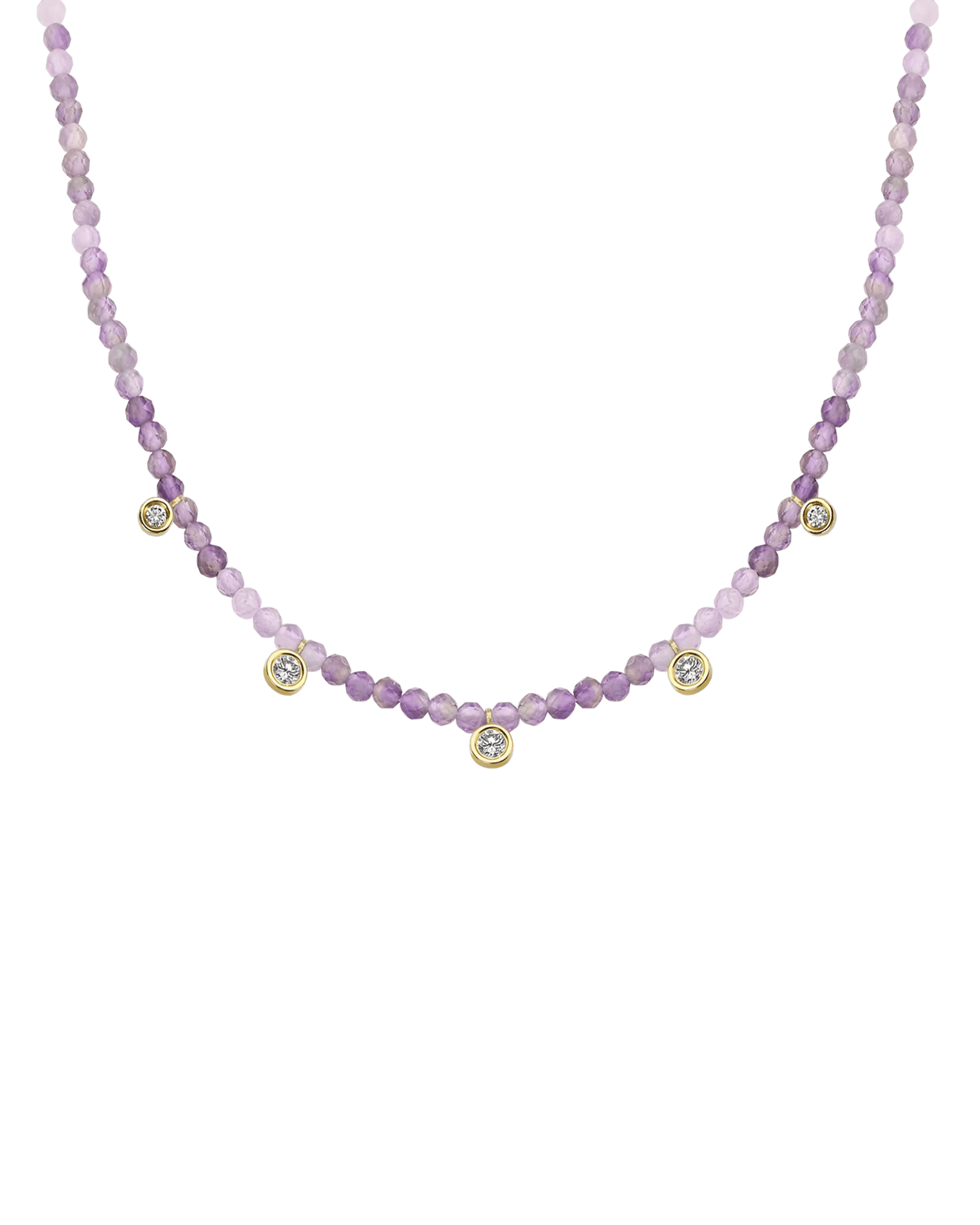 Garnet Gemstone & Five diamonds Necklace - 14K Rose Gold