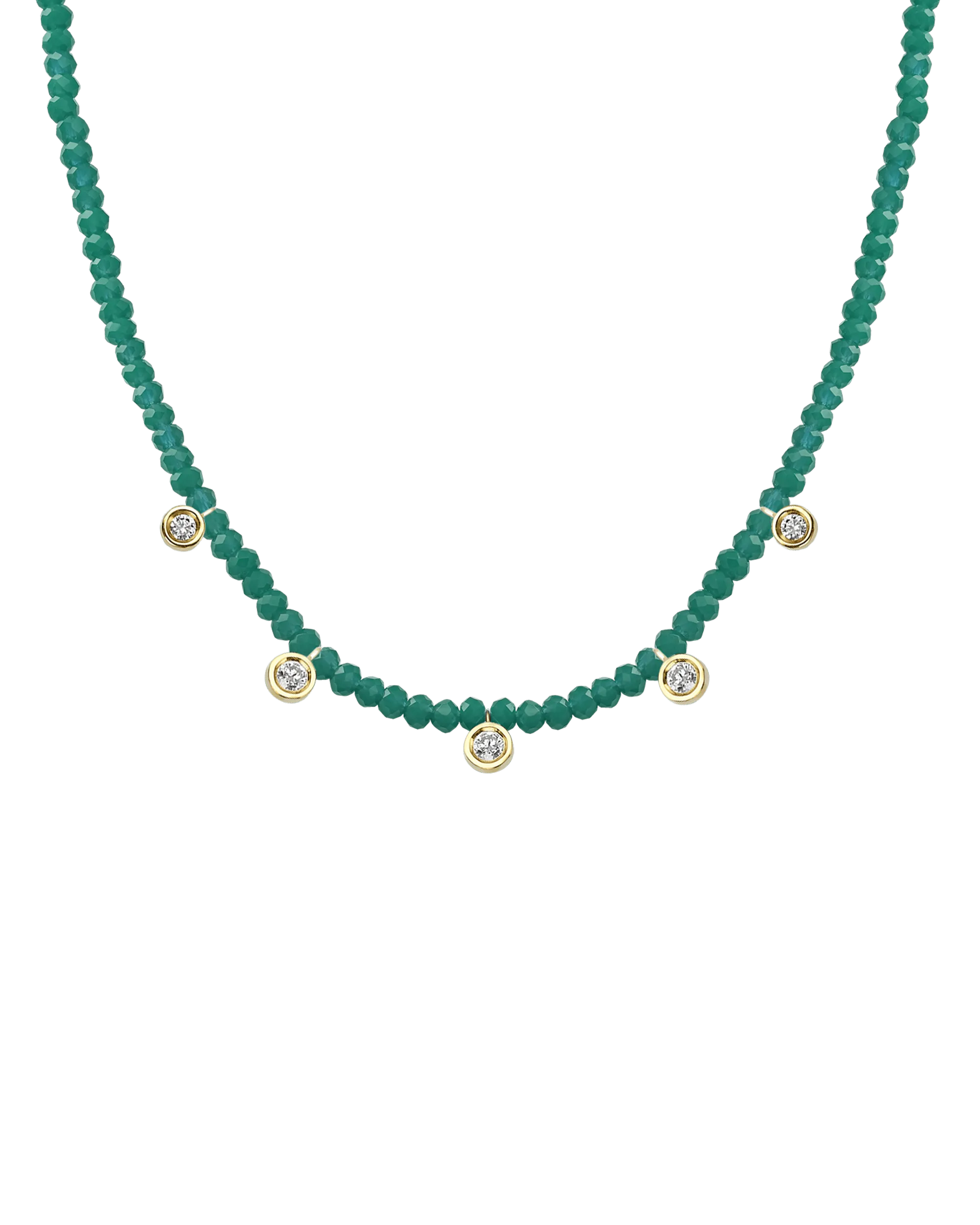 Garnet Gemstone & Five diamonds Necklace - 14K Rose Gold