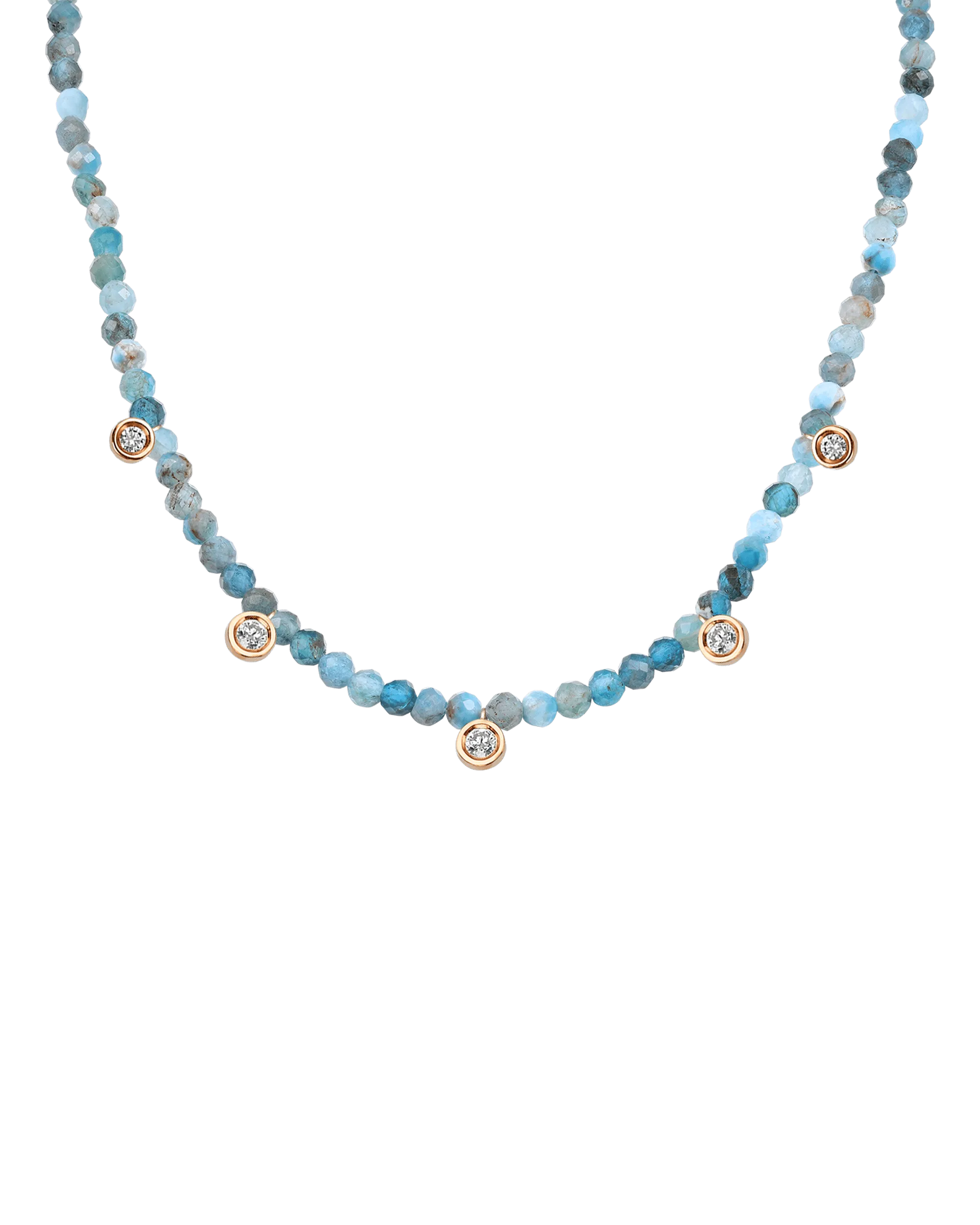 Garnet Gemstone & Five diamonds Necklace - 14K Rose Gold