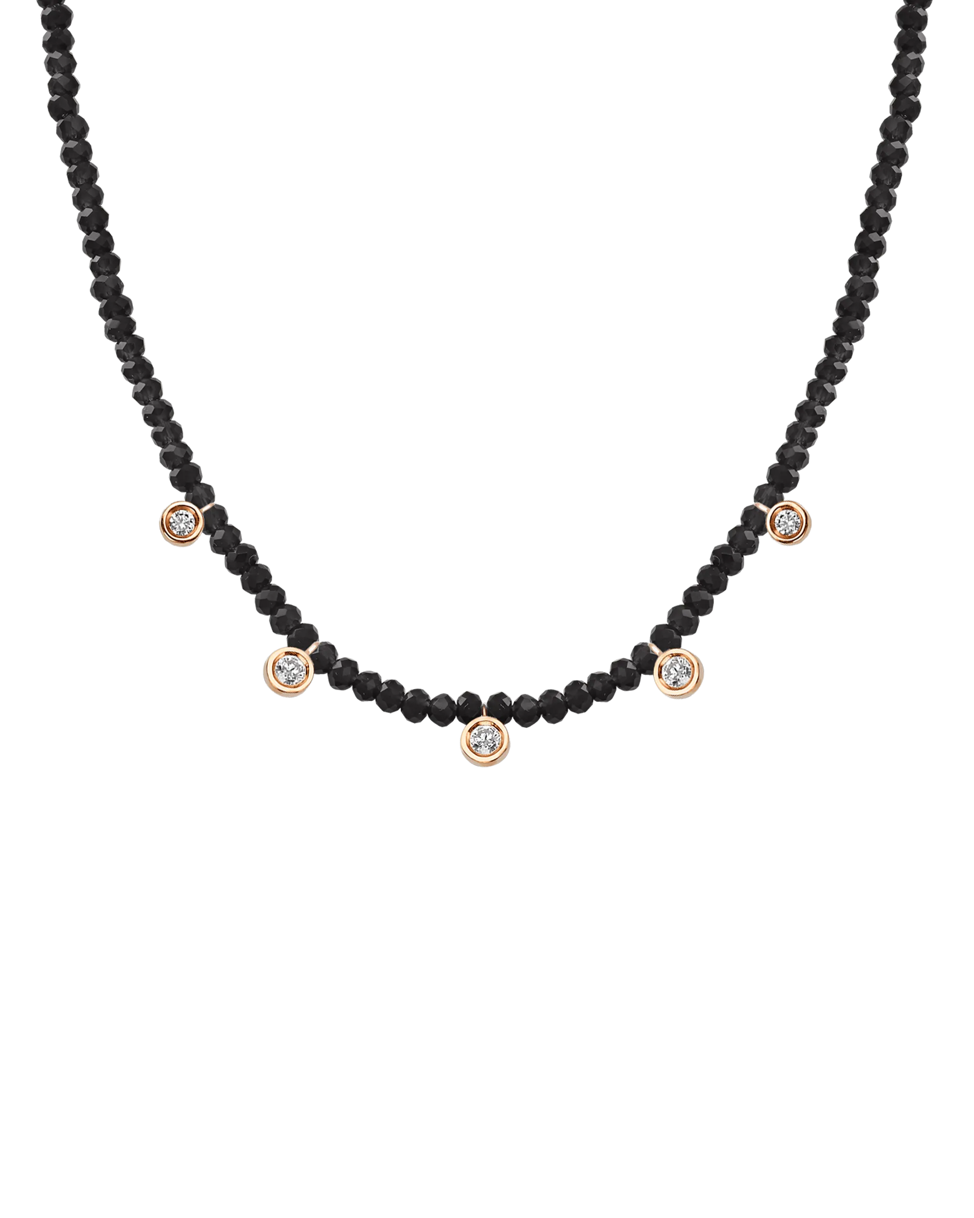 Garnet Gemstone & Five diamonds Necklace - 14K Rose Gold