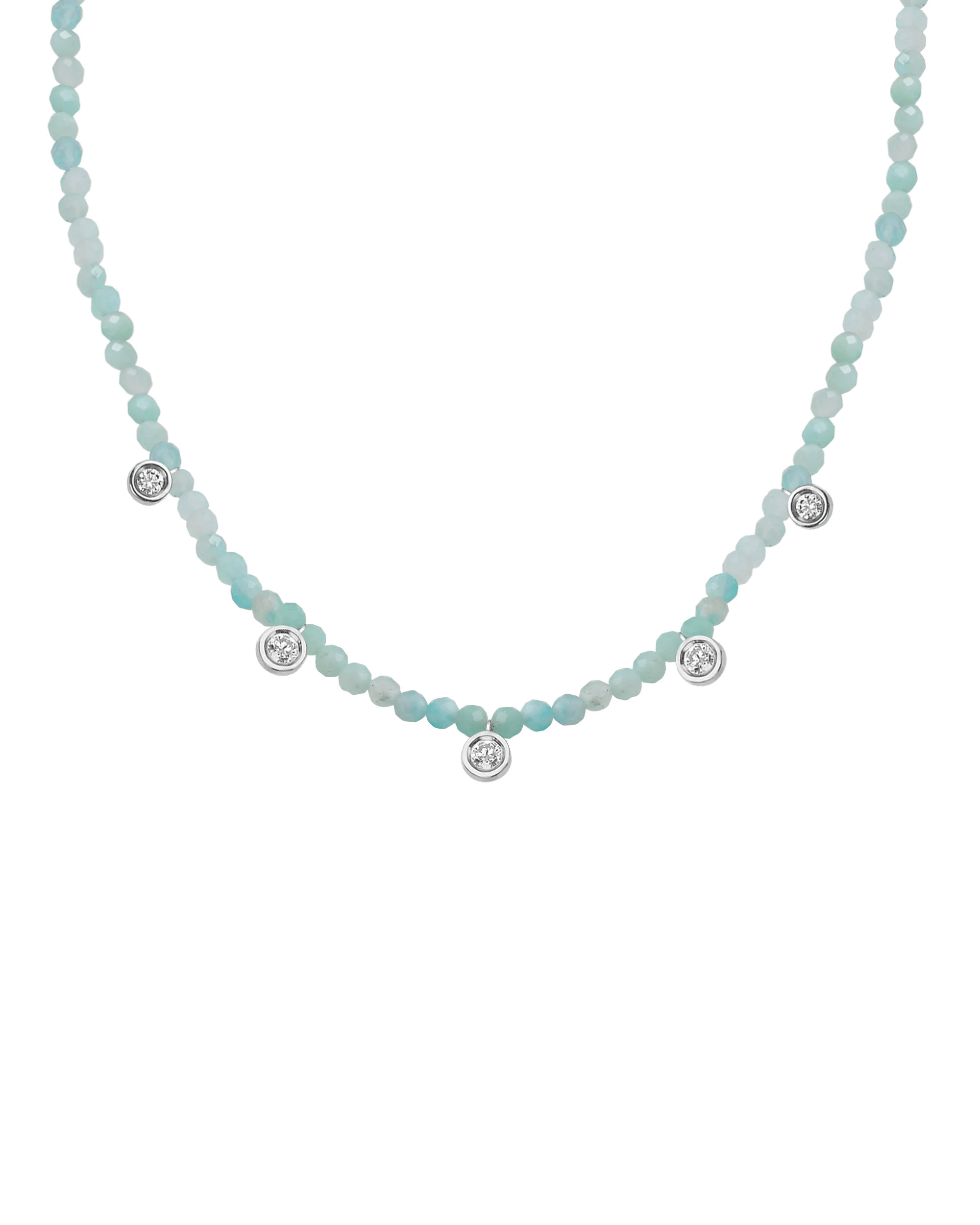 Garnet Gemstone & Five diamonds Necklace - 14K Rose Gold