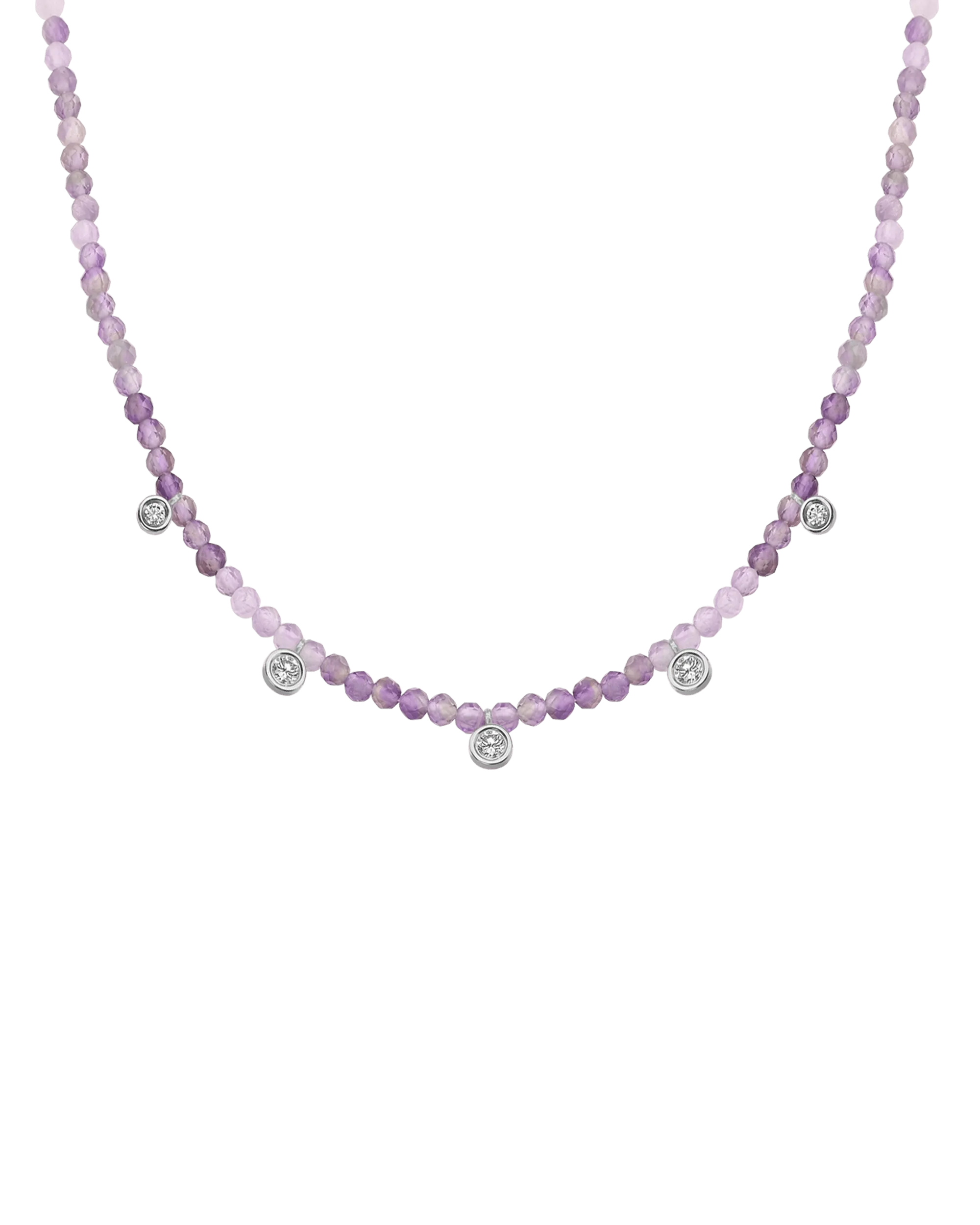 Garnet Gemstone & Five diamonds Necklace - 14K Rose Gold